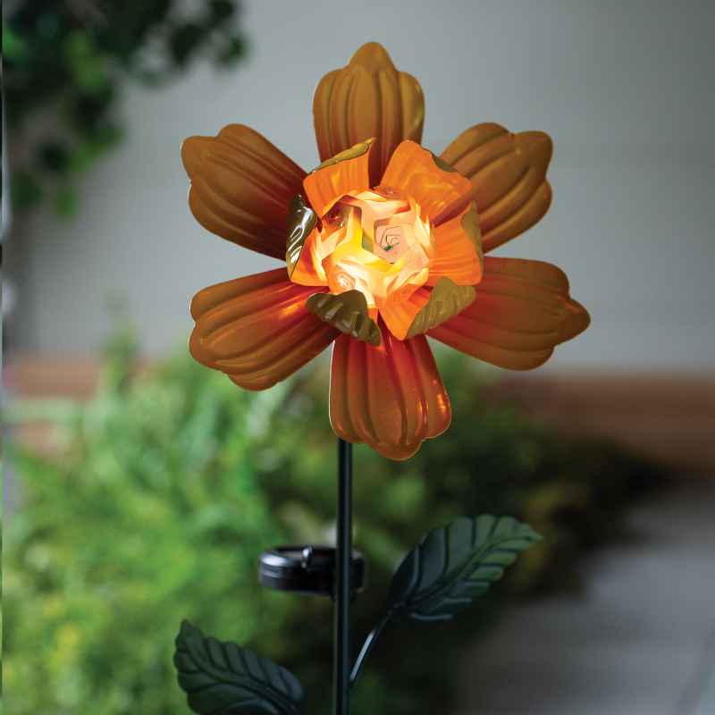 Yellow Metal Solar Flower Stake